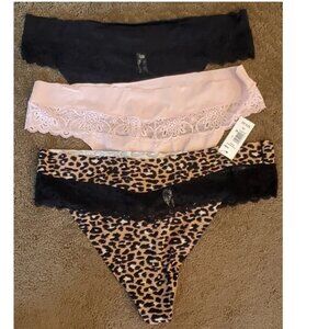 Womens Blake & Co  3 pk Lace Trimmed Thong Panties Size 2X leopard Print NWT